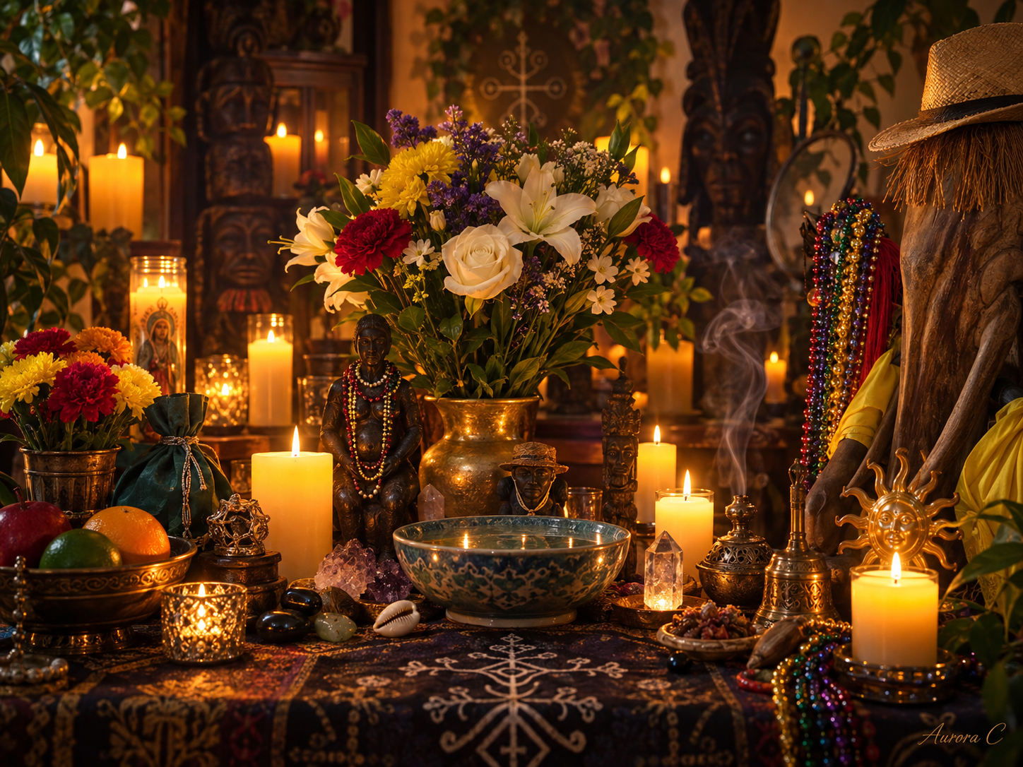 A shared symbolic altar created as a meditation focal point for everyone who visits the Spellmaker sanctuary